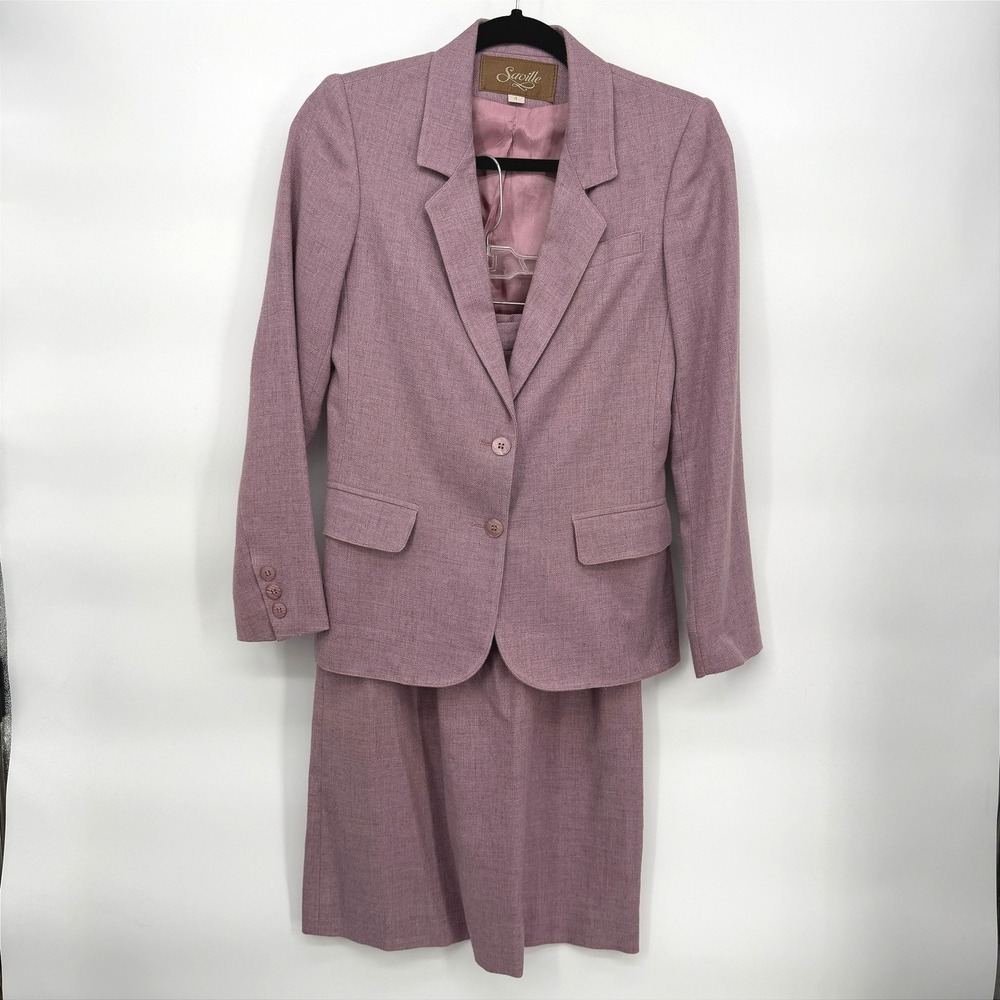 Saville Skirt Suit SET Two Piece Blazer Career Vintage Office Wear Chic Sz XS**